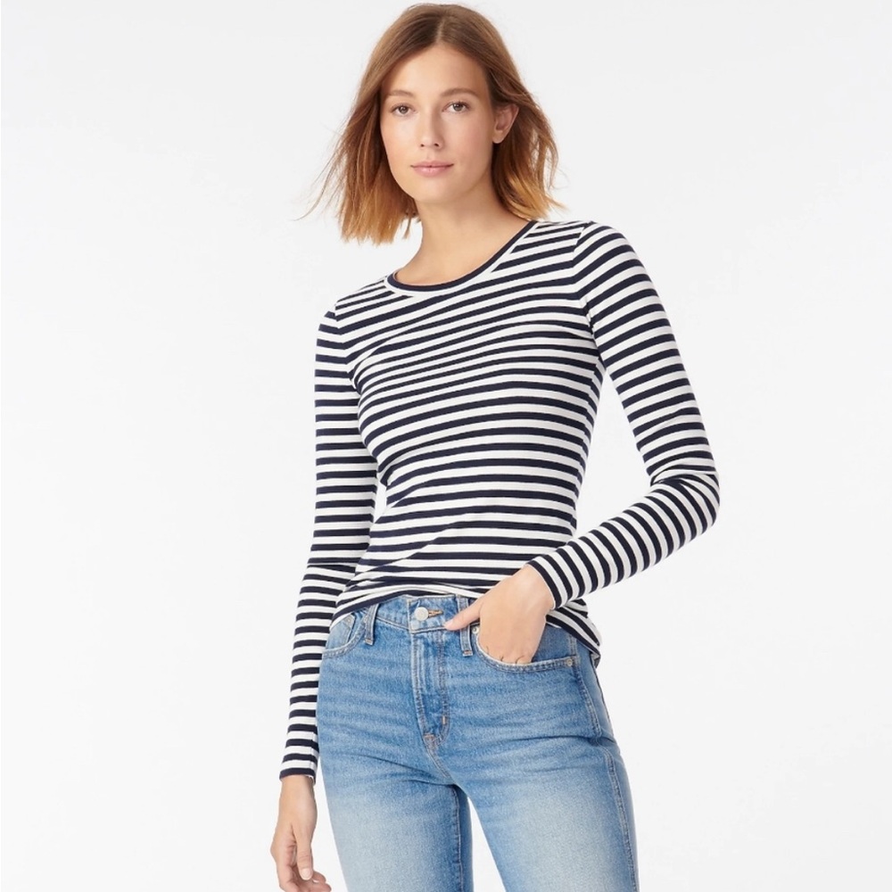 J Crew Perfect Fit  Striped Long Sleeve Top